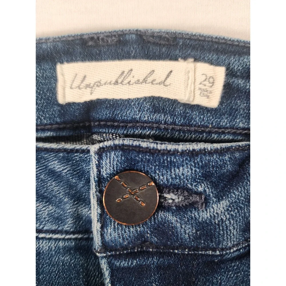 Anthropologie Unpublished Flare Jeans Women 29 Mid Rise Raw Hem Stretch‎ Retro